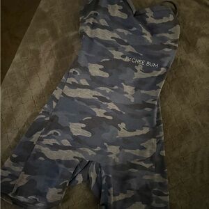 Blue and Gray Camouflage Romper Jumpsuit